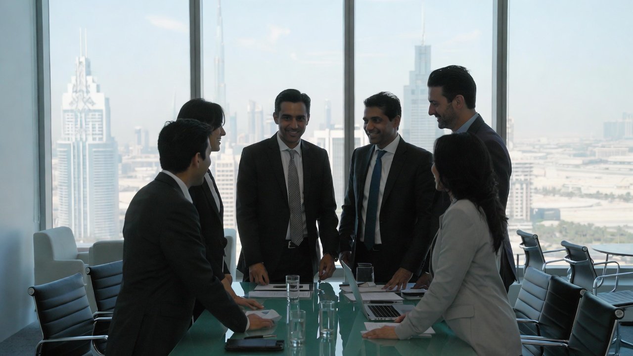 UAE Tax Filing LLC team of FTA-licensed tax consultants reviewing VAT and Corporate Tax compliance documents in Dubai office